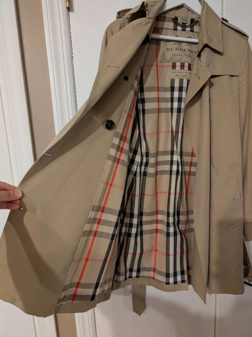 Burberry London Kensington Medium Honey Beige Trench Coat US 6 EUC VINTAGE - Picture 5 of 16